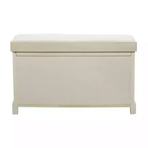 Kirklands Home Entryway Furniture|Cream Wood Bench with Storage Baskets White