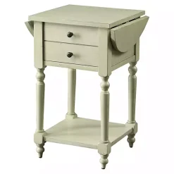 Kirklands Home Accent & End Tables|Cream Wood 2-Drawer Drop Leaf Side Table Ivory