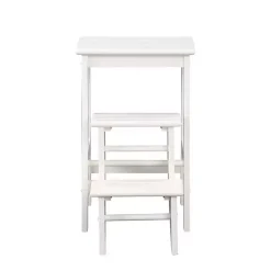 Kirklands Home Bar Stools & Counter Height Stools|Cream Wooden 3-Level Step Stool Ivory