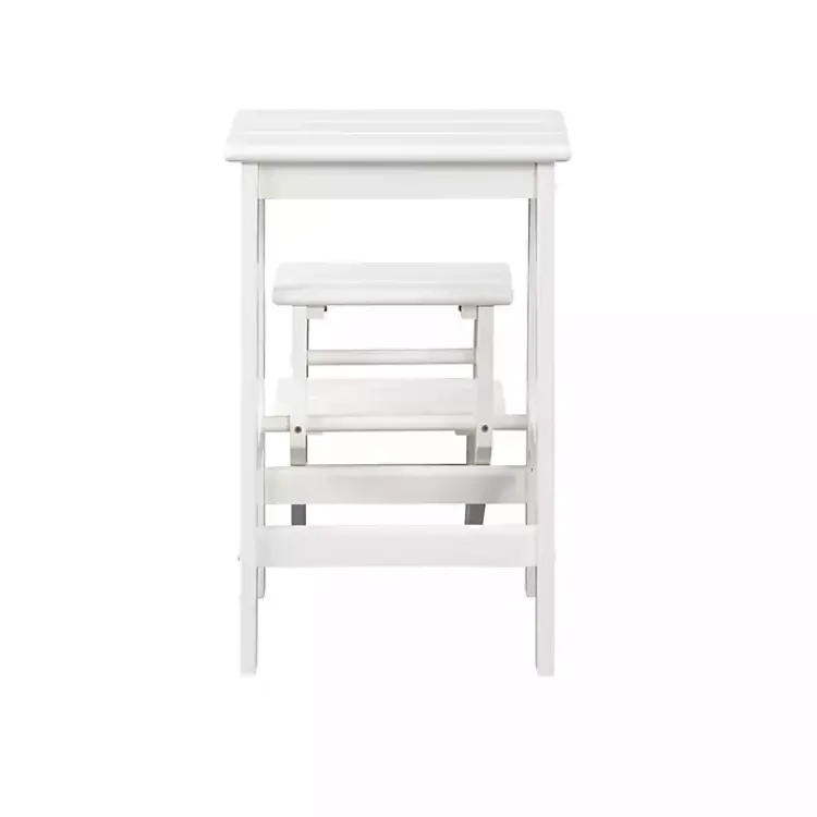 Kirklands Home Bar Stools & Counter Height Stools|Cream Wooden 3-Level Step Stool Ivory