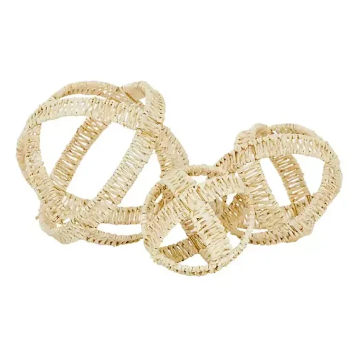 Discount Cream Woven Decorative Orbs, Set of 3 Bowl Filler