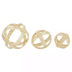 Discount Cream Woven Decorative Orbs, Set of 3 Bowl Filler