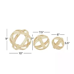 Discount Cream Woven Decorative Orbs, Set of 3 Bowl Filler