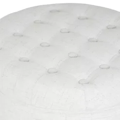 Kirklands Home Benches & Ottomans|Cream Woven Upholstered Tufted Storage Ottoman White