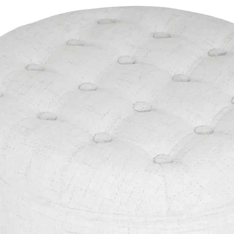 Kirklands Home Benches & Ottomans|Cream Woven Upholstered Tufted Storage Ottoman White