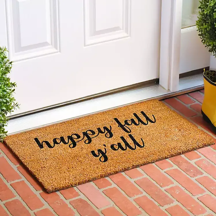 Kirklands Home Doormats|Cursive Happy Fall Y'all Coir Doormat, 24x36
