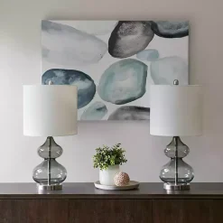Kirklands Home Table Lamps|Curved Glass Table Lamps, Set of 2 Gray