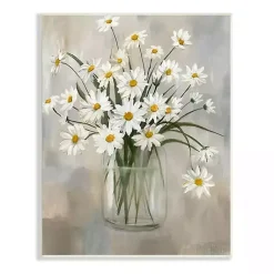 Kirklands Home Canvas Art|Daisy Bloom Bouquet Potted Flower Wall Plaque Gray