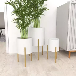 Kirklands Home Planters|Daisy Modern Iron Planters, Set of 3 White