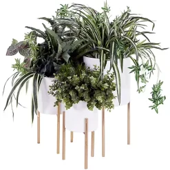 Kirklands Home Planters|Daisy Modern Iron Planters, Set of 3 White