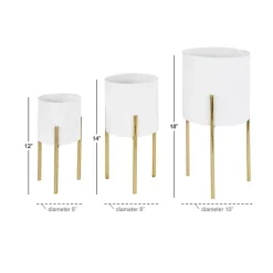 Kirklands Home Planters|Daisy Modern Iron Planters, Set of 3 White