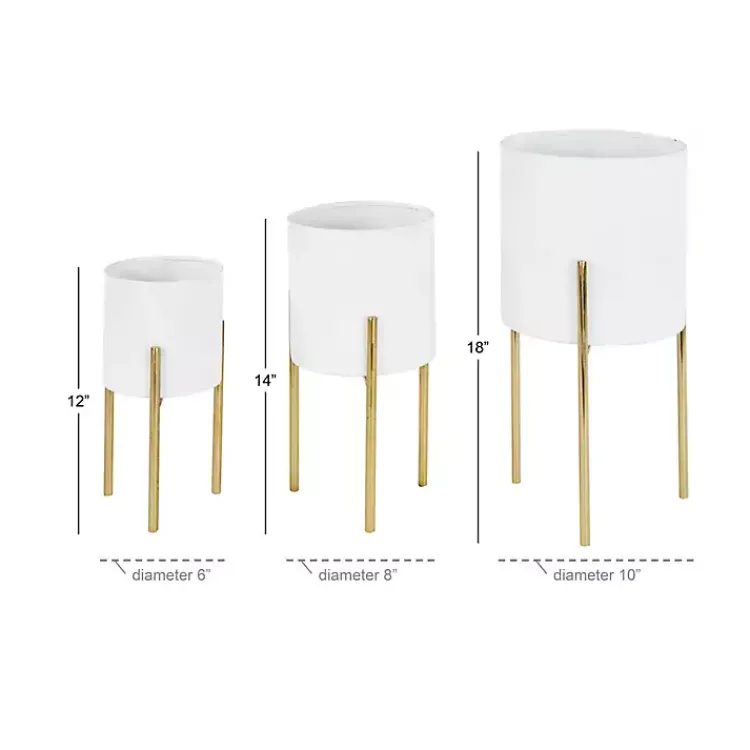 Kirklands Home Planters|Daisy Modern Iron Planters, Set of 3 White