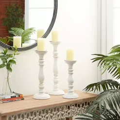 Hot Daisy White Rustic 3-pc. Candle Holder Set Candle Holders