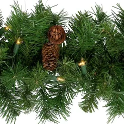 Best Dakota Pinecone Clear LED Lit Garland, 108 in. Arrangements & Greenery