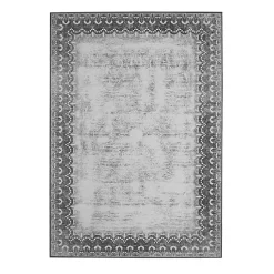 Kirklands Home Area Rugs|Dardon Bordered Washable Area Rug, 5x7 Gray
