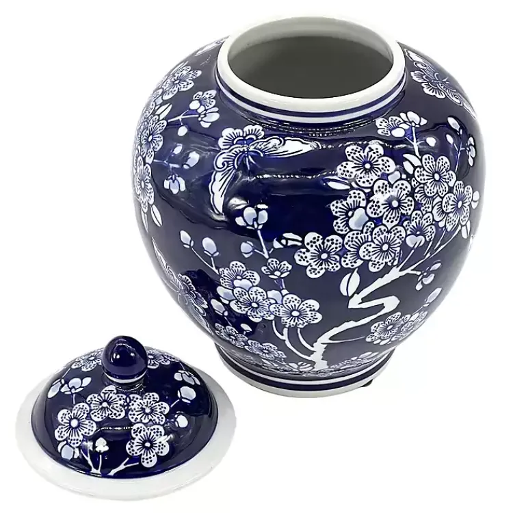 Discount Dark Floral Chinoiserie Jar, 10 in. Decorative Bowls & Jars