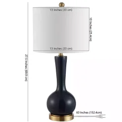 Kirklands Home Table Lamps|Dark Blue Glass Gaetna Table Lamp White