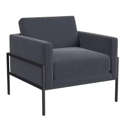 Kirklands Home Accent Chairs|Dark Velvet Black Metal Accent Chair Blue