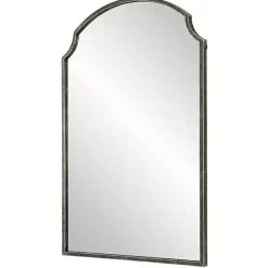 Kirklands Home Decorative Mirrors|Dark Bronze Arched Scallop Edge Wall Mirror Gray
