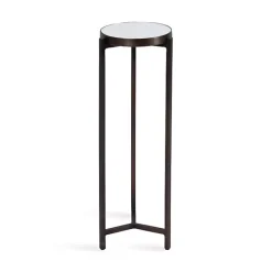 Kirklands Home Accent & End Tables|Dark Bronze Mirrored Tabletop Aguilar Drink Table Brown