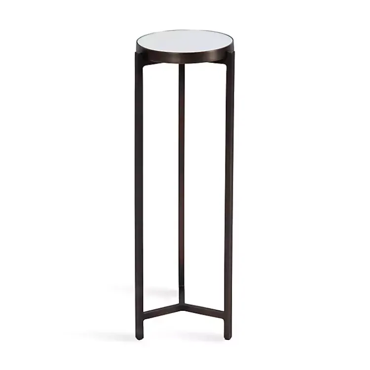Kirklands Home Accent & End Tables|Dark Bronze Mirrored Tabletop Aguilar Drink Table Brown