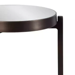 Kirklands Home Accent & End Tables|Dark Bronze Mirrored Tabletop Aguilar Drink Table Brown