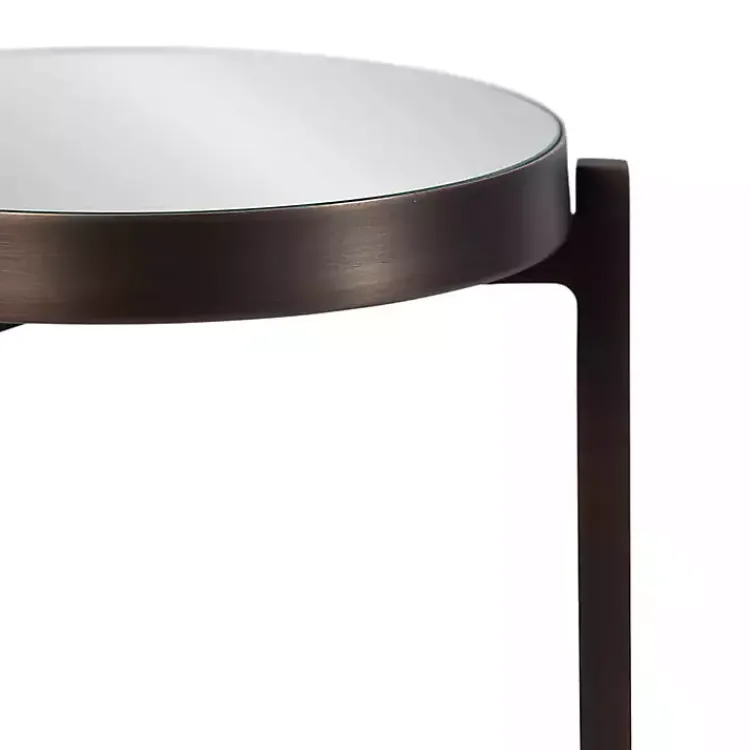 Kirklands Home Accent & End Tables|Dark Bronze Mirrored Tabletop Aguilar Drink Table Brown