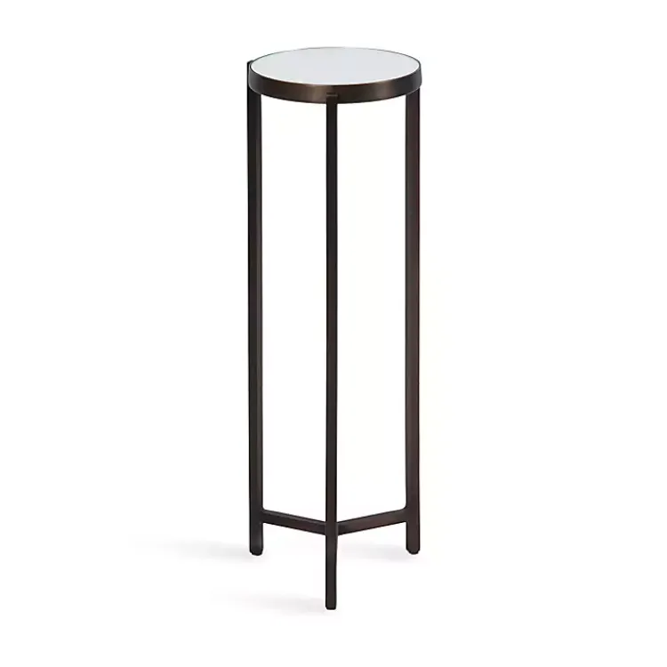 Kirklands Home Accent & End Tables|Dark Bronze Mirrored Tabletop Aguilar Drink Table Brown
