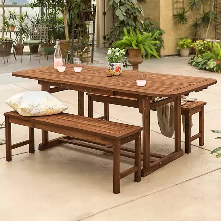 Kirklands Home Outdoor Dining|Dark Acacia Wood 3-pc. Outdoor Dining Set Brown