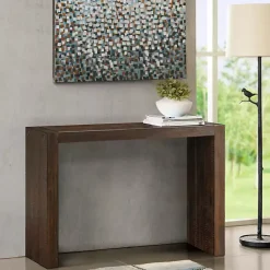 Kirklands Home Console Tables|Dark Distressed Wood Console Table Brown