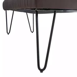 Kirklands Home Benches & Ottomans|Dark Leather Tufted Panel Bench Brown