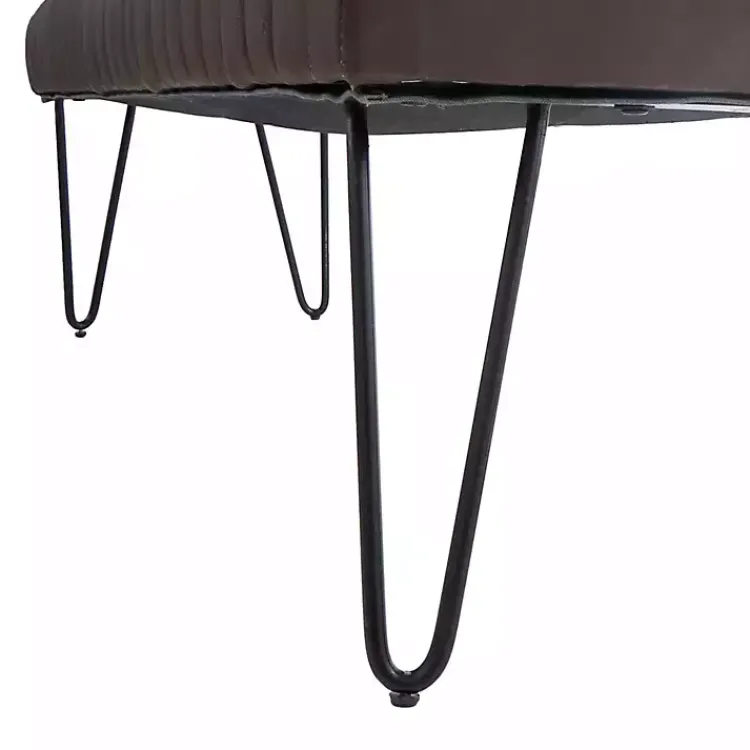 Kirklands Home Benches & Ottomans|Dark Leather Tufted Panel Bench Brown