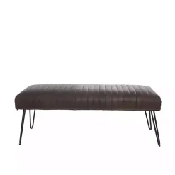Kirklands Home Benches & Ottomans|Dark Leather Tufted Panel Bench Brown