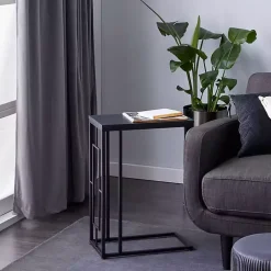 Kirklands Home Accent & End Tables|Dark Metal C-Shaped Accent Table Brown