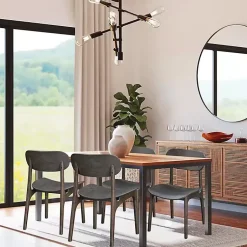 Kirklands Home Dining Chairs|Dark Mid-Century Modern Chairs, Set of 2 Brown