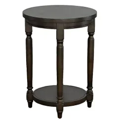 Kirklands Home Accent & End Tables|Dark Round Charging Accent Table Brown