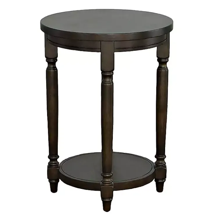 Kirklands Home Accent & End Tables|Dark Round Charging Accent Table Brown