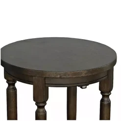 Kirklands Home Accent & End Tables|Dark Round Charging Accent Table Brown