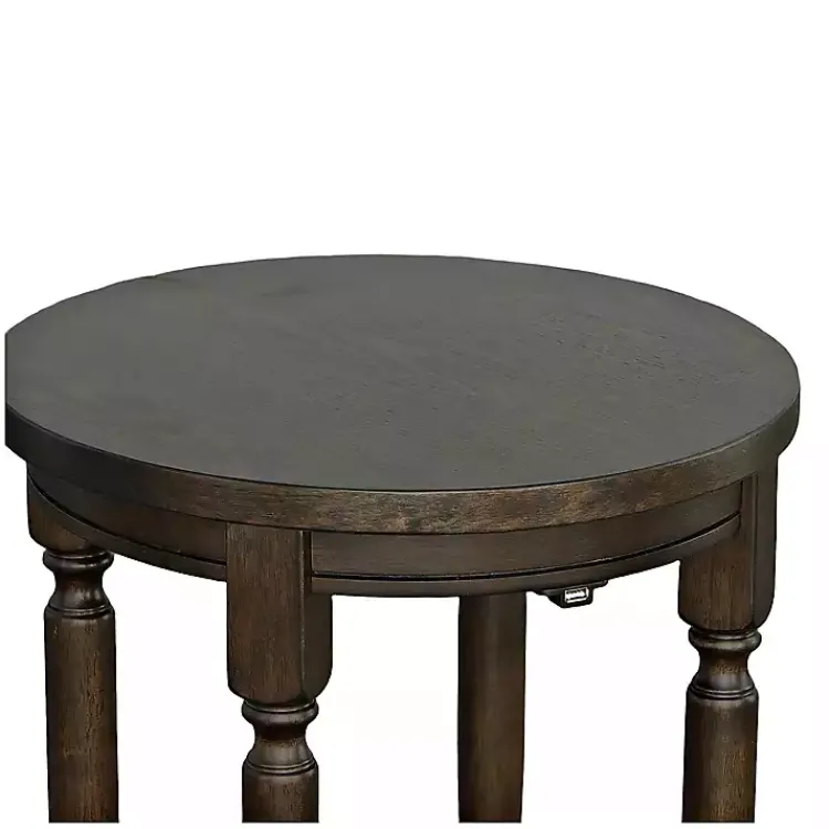Kirklands Home Accent & End Tables|Dark Round Charging Accent Table Brown