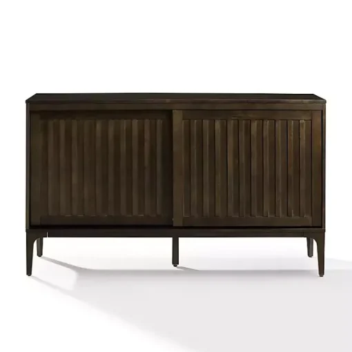 Kirklands Home Cabinets & Sideboards|Dark Slatted Sliding Door Sideboard Brown