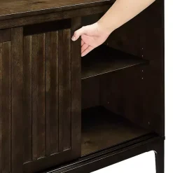 Kirklands Home Cabinets & Sideboards|Dark Slatted Sliding Door Sideboard Brown