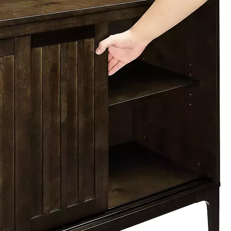 Kirklands Home Cabinets & Sideboards|Dark Slatted Sliding Door Sideboard Brown