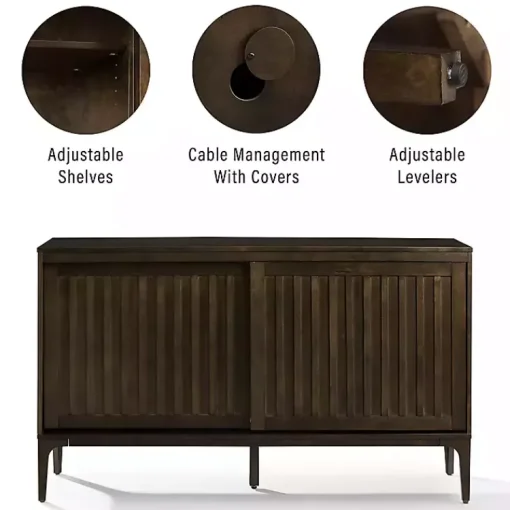 Kirklands Home Cabinets & Sideboards|Dark Slatted Sliding Door Sideboard Brown
