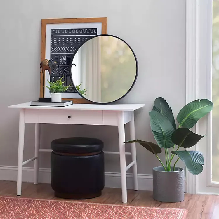 Kirklands Home Office Furniture|Dark Wood 1-Drawer Midcentury Modern Desk Brown