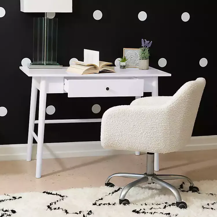 Kirklands Home Office Furniture|Dark Wood 1-Drawer Midcentury Modern Desk Brown