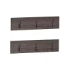 Kirklands Home Hooks|Dark Brown Wooden 3-Hook Coat Racks, Set of 2