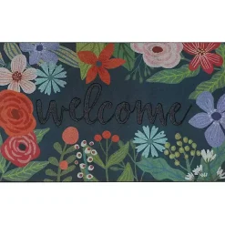 Kirklands Home Doormats|Dark Floral Welcome Rubber Doormat Multi