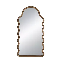 Kirklands Home Decorative Mirrors|Dark Gold Arched Wavy Wall Mirror