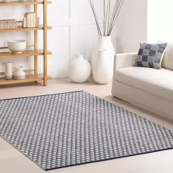 Kirklands Home Area Rugs|Dark Gray and Ivory Dainty Diamond Runner