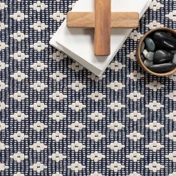 Kirklands Home Area Rugs|Dark Gray and Ivory Dainty Diamond Runner